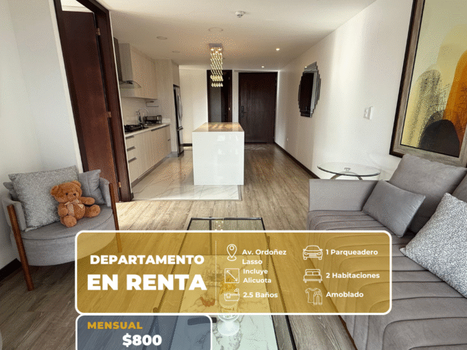 🏡 Departamento Amoblado en Renta | Av. Ordóñez Lasso | $800 (incluye alícuota)